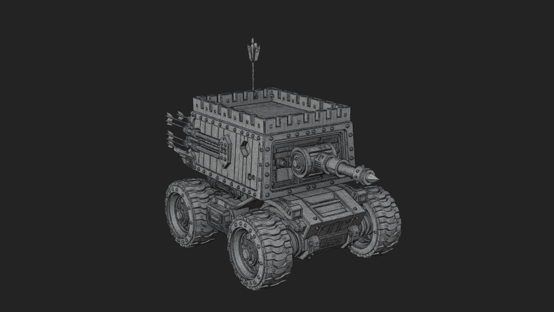 Wheeled Battering Ram Model Design 2 3D Print Model 3D Model