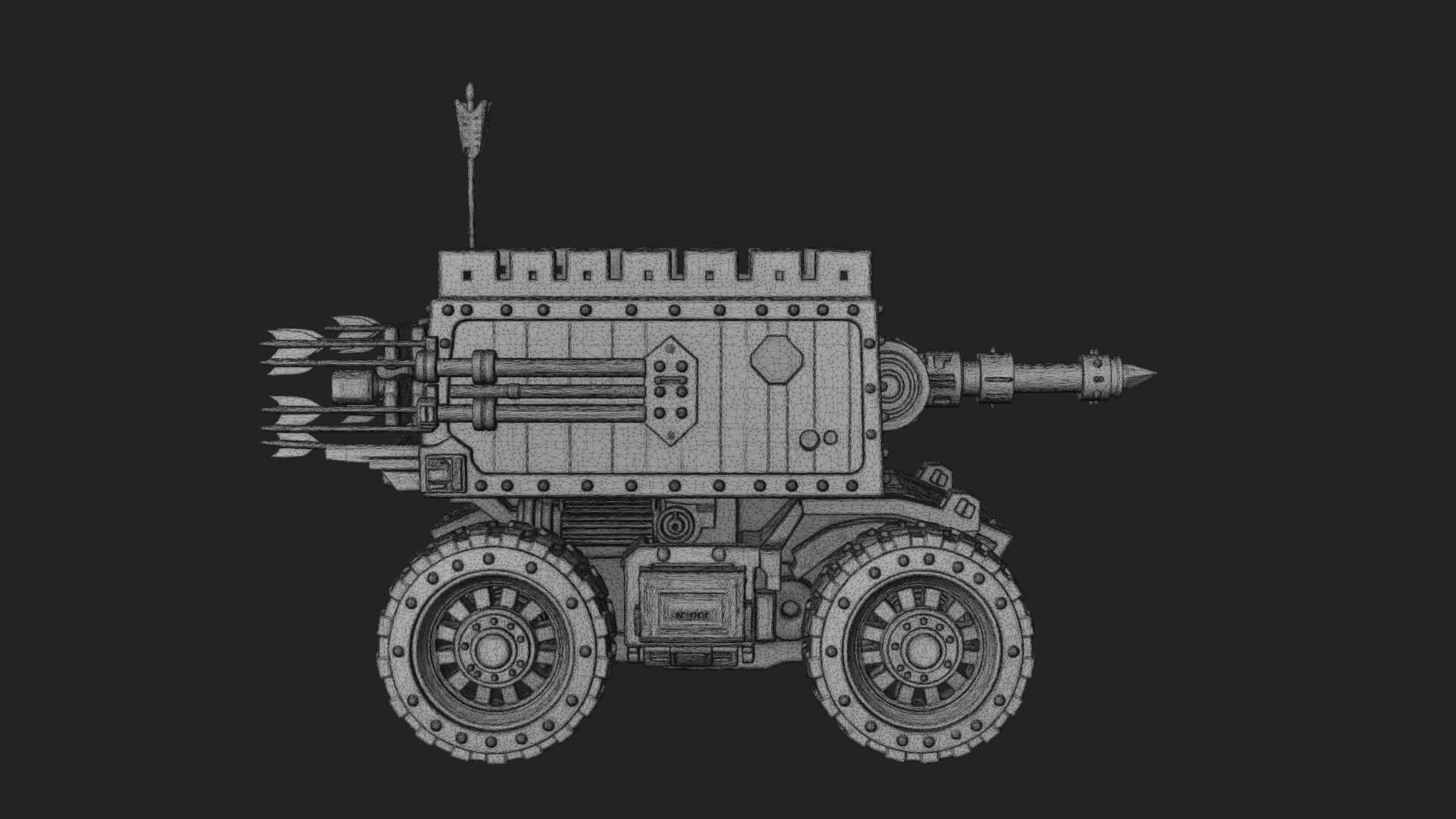 Wheeled Battering Ram Model Design 2 3D Print Model 3D Model