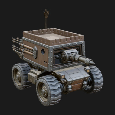 Wheeled Battering Ram Model Design 2 3D Print Model