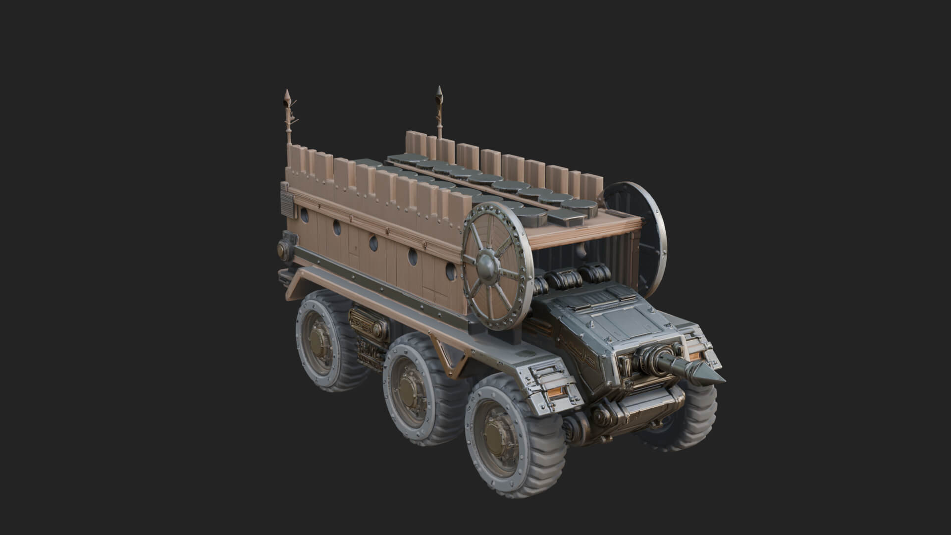 Wheeled Battering Ram Model Design 3 3D Print Model 3D Model