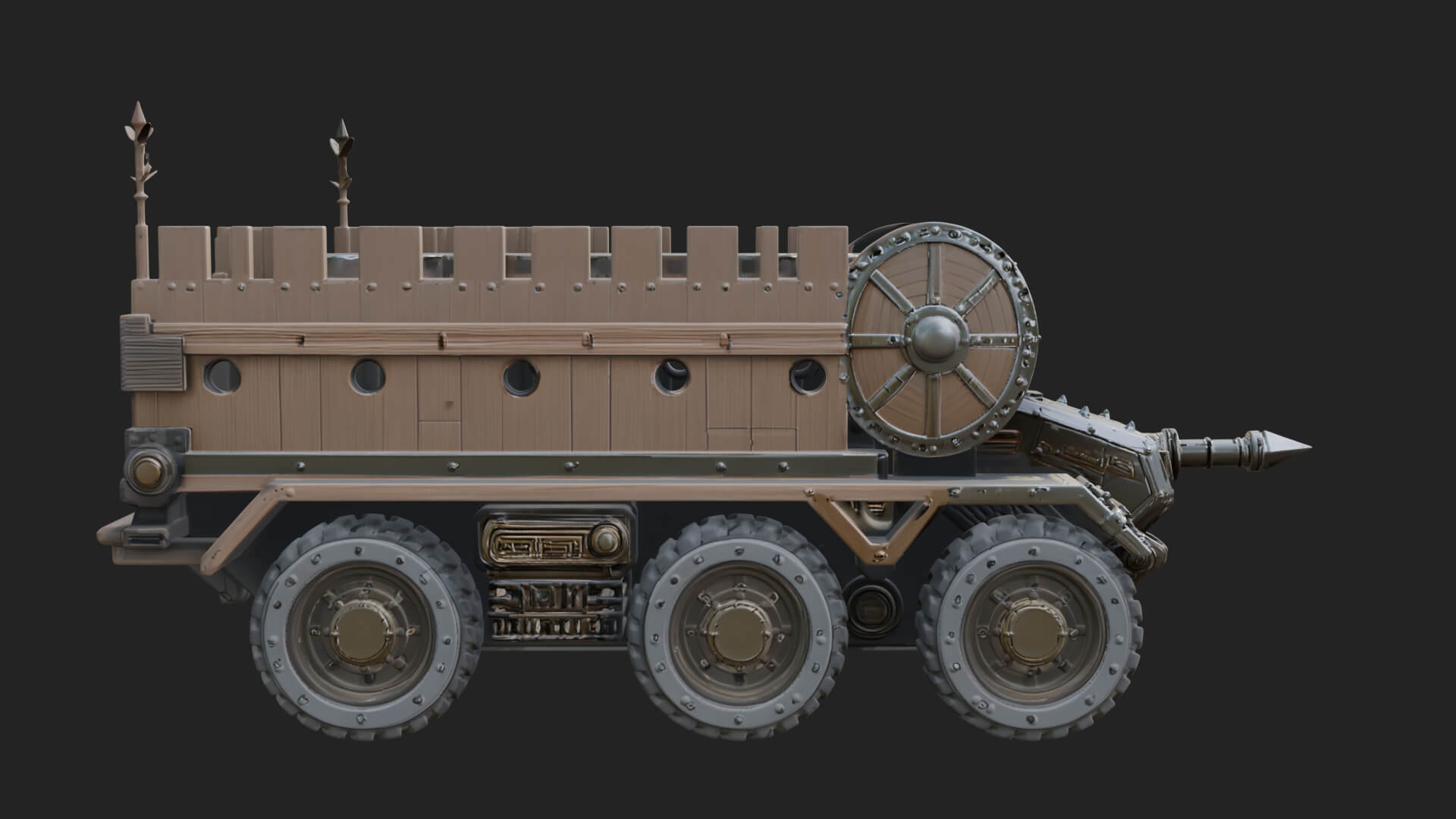 Wheeled Battering Ram Model Design 3 3D Print Model 3D Model