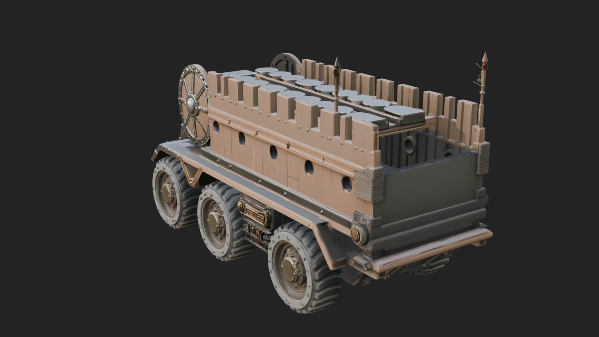 Wheeled Battering Ram Model Design 3 3D Print Model 3D Model