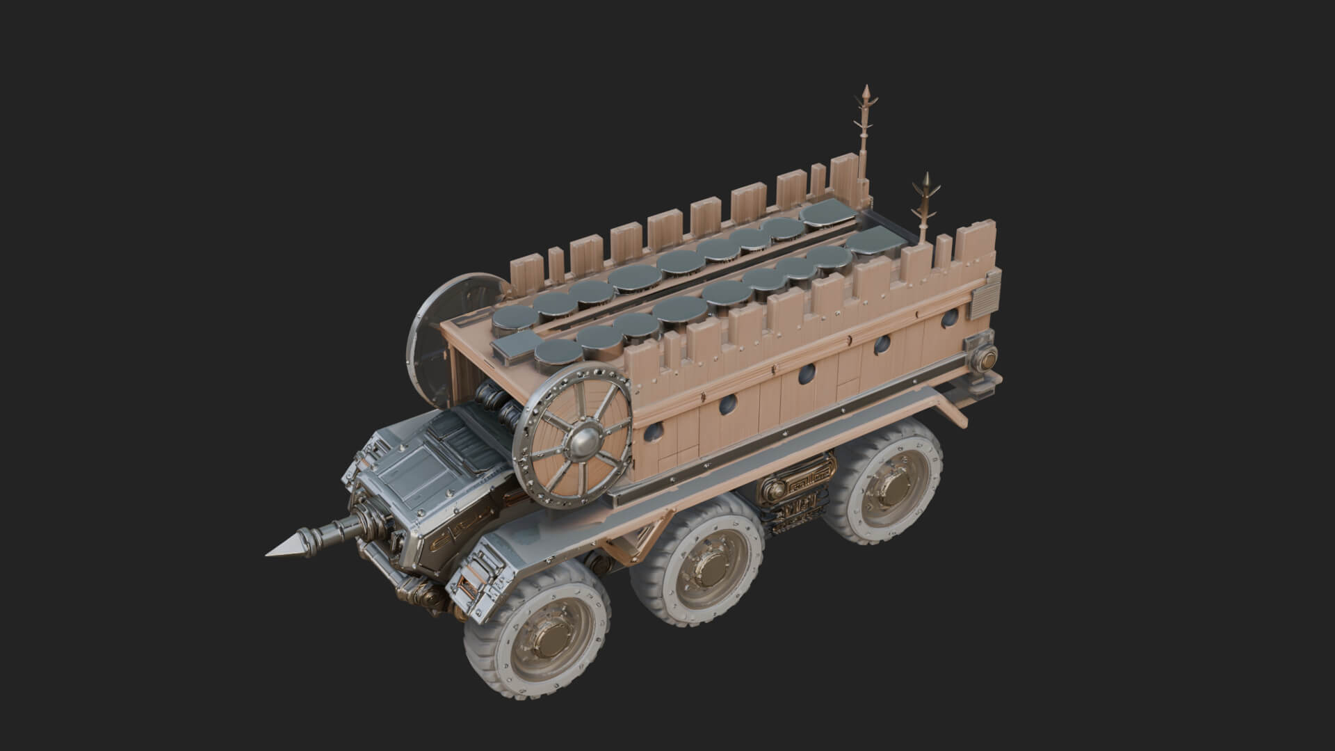Wheeled Battering Ram Model Design 3 3D Print Model 3D Model