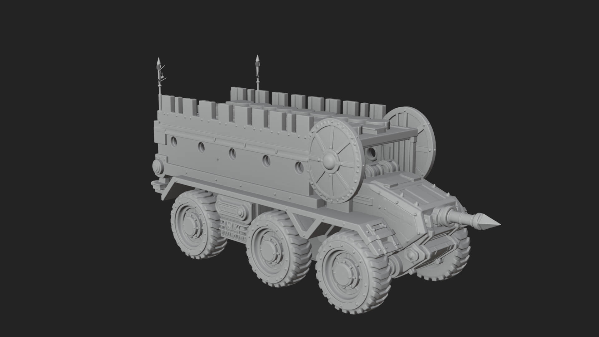 Wheeled Battering Ram Model Design 3 3D Print Model 3D Model
