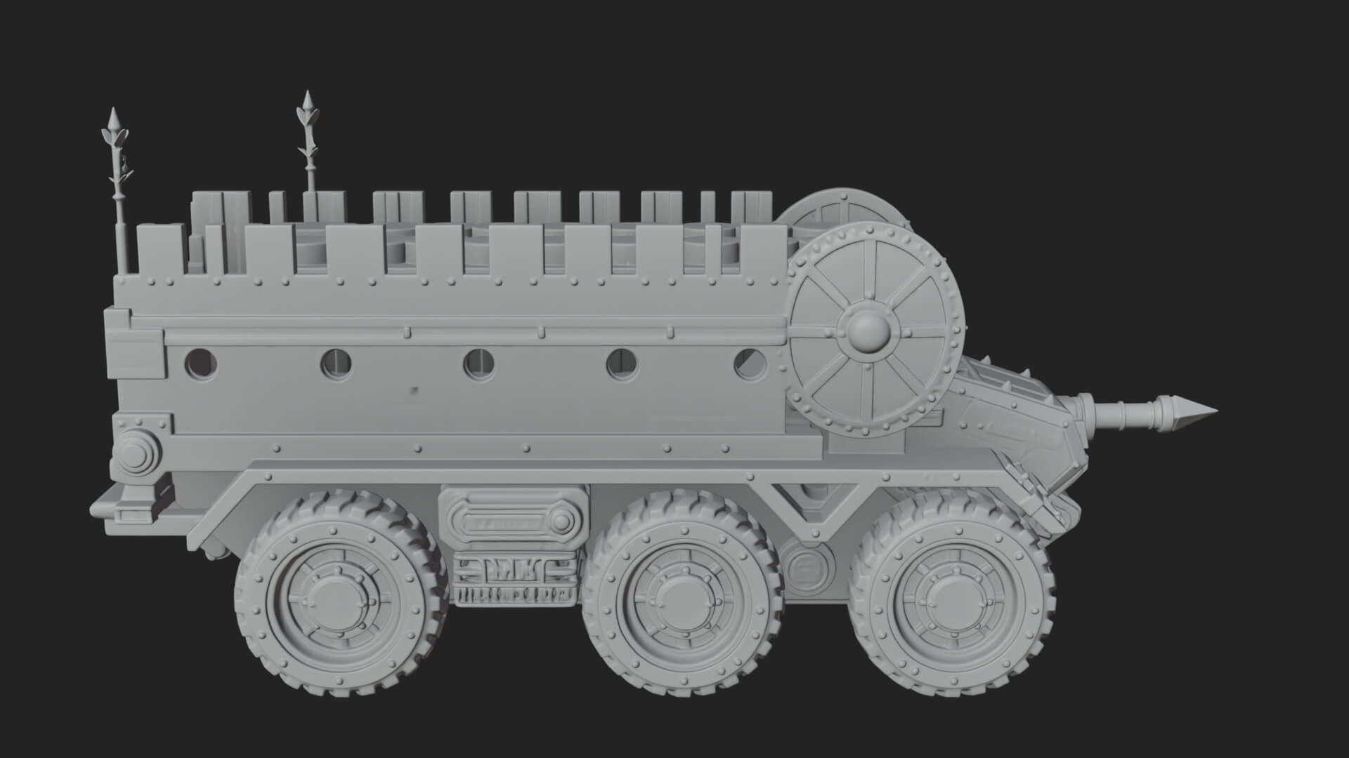 Wheeled Battering Ram Model Design 3 3D Print Model 3D Model