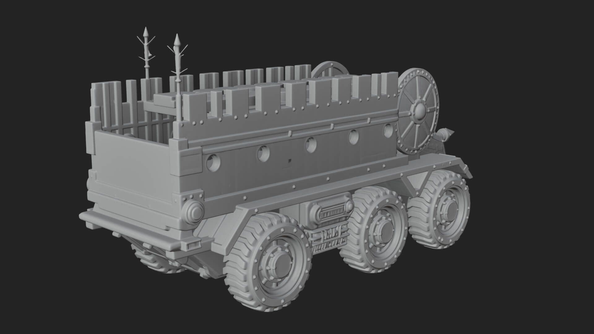 Wheeled Battering Ram Model Design 3 3D Print Model 3D Model