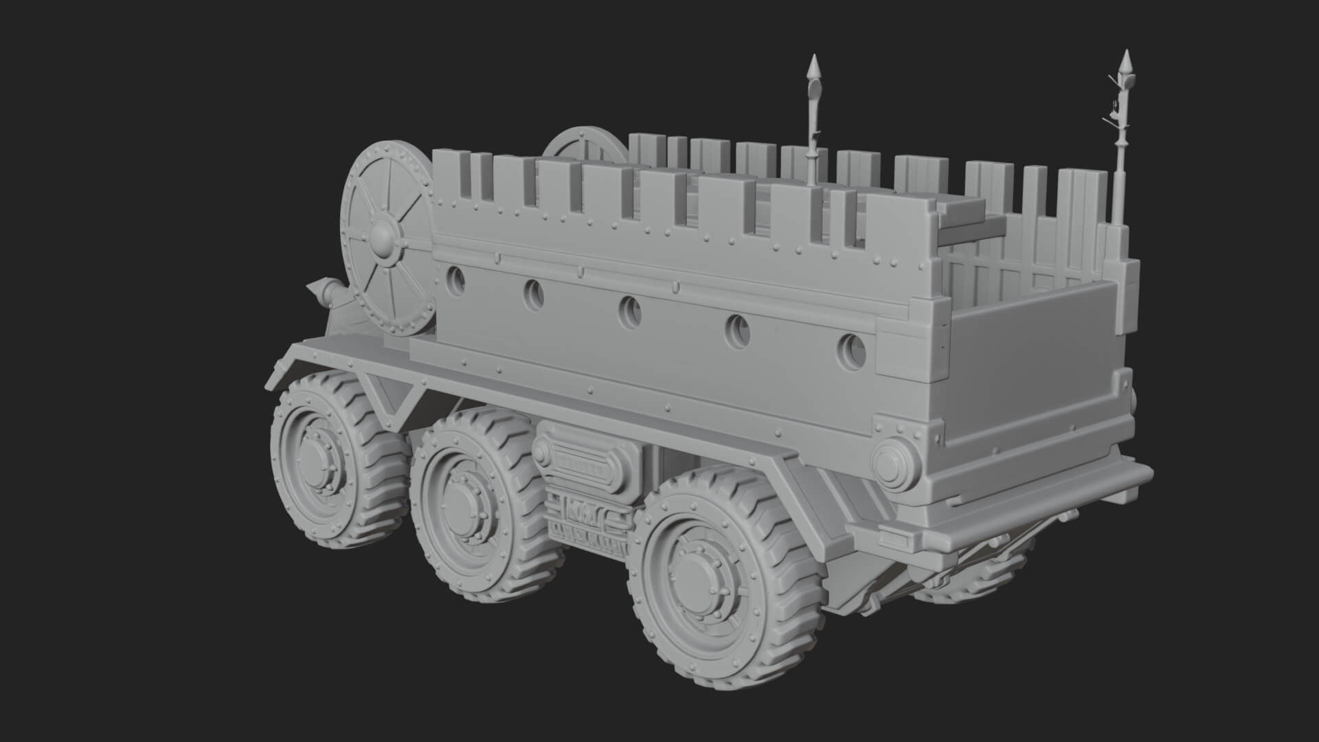 Wheeled Battering Ram Model Design 3 3D Print Model 3D Model