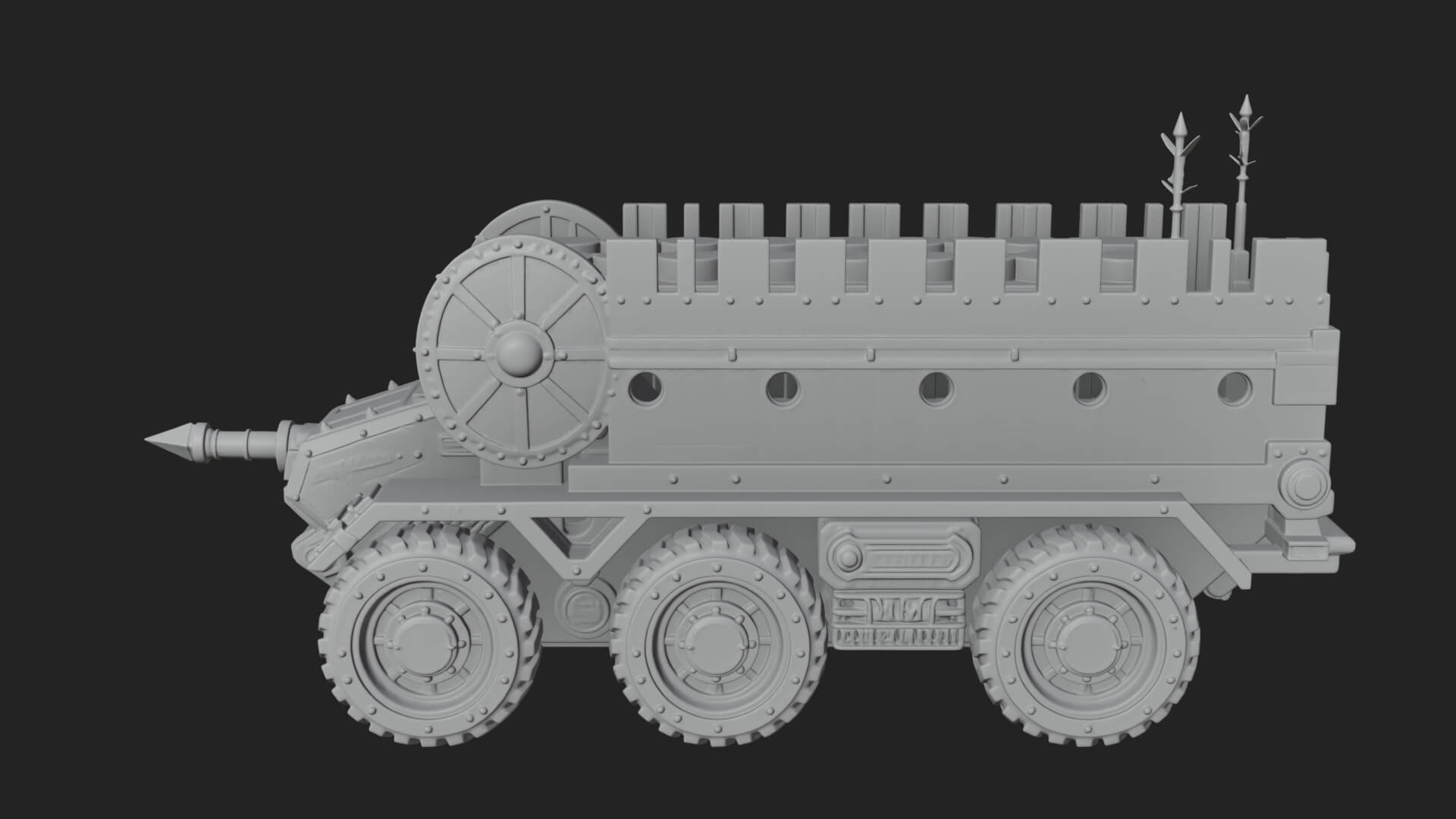 Wheeled Battering Ram Model Design 3 3D Print Model 3D Model