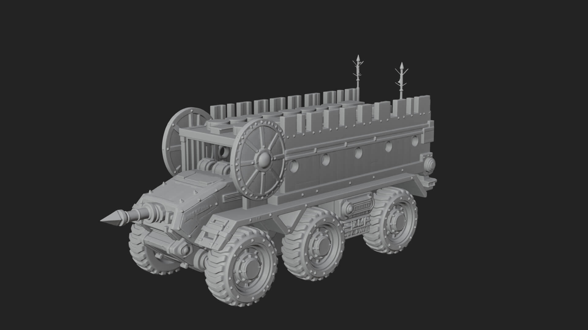 Wheeled Battering Ram Model Design 3 3D Print Model 3D Model
