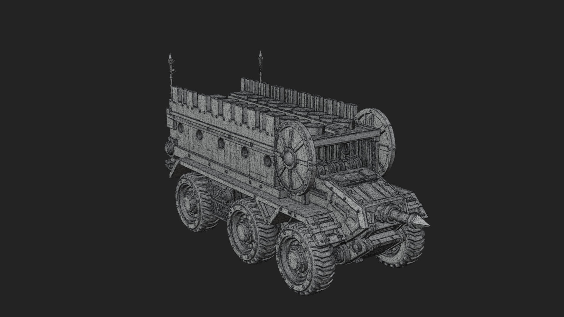 Wheeled Battering Ram Model Design 3 3D Print Model 3D Model