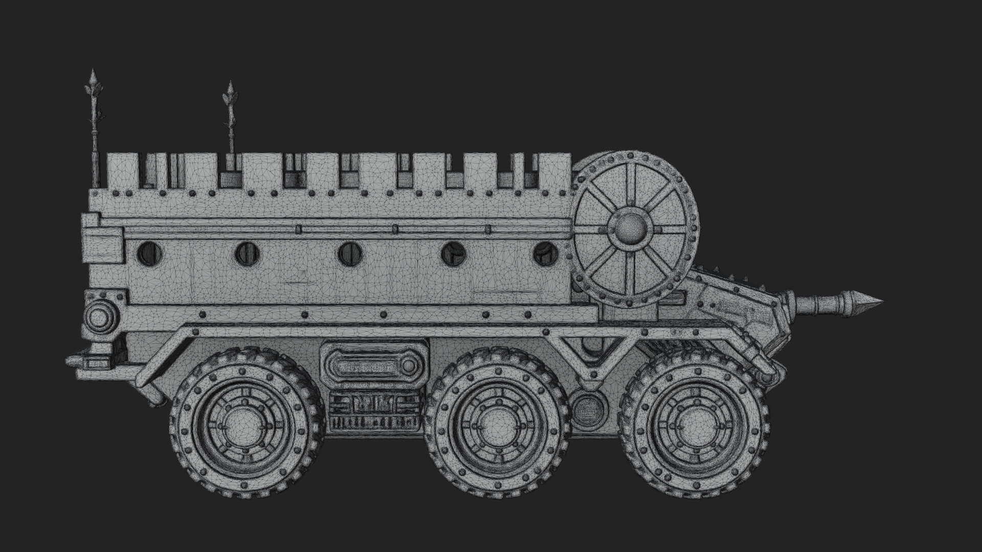 Wheeled Battering Ram Model Design 3 3D Print Model 3D Model
