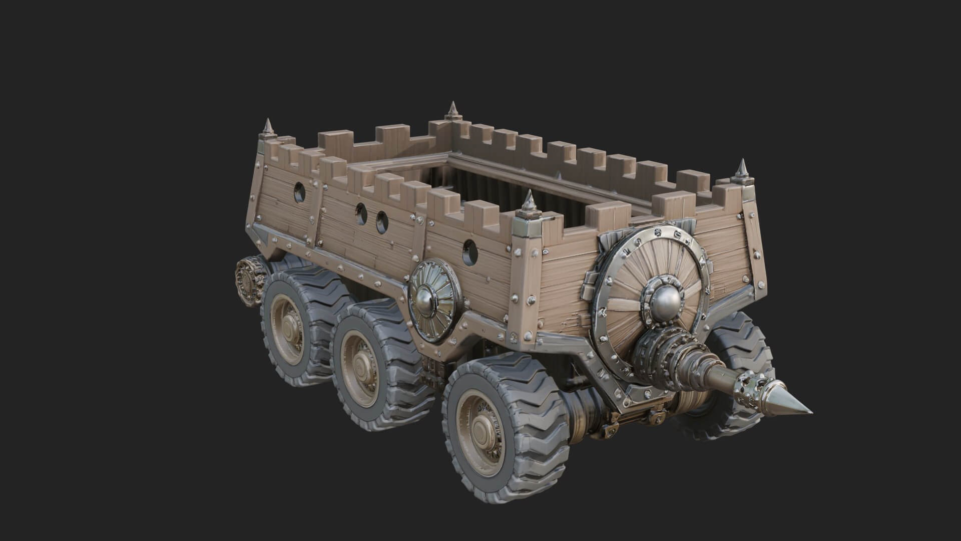 Wheeled Battering Ram Model Design 4 3D Print Model 3D Model