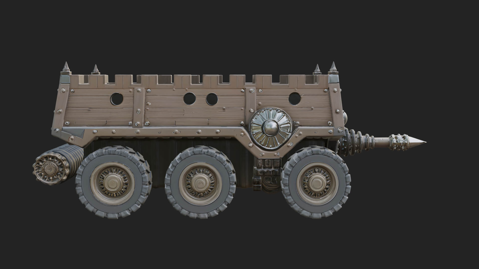 Wheeled Battering Ram Model Design 4 3D Print Model 3D Model