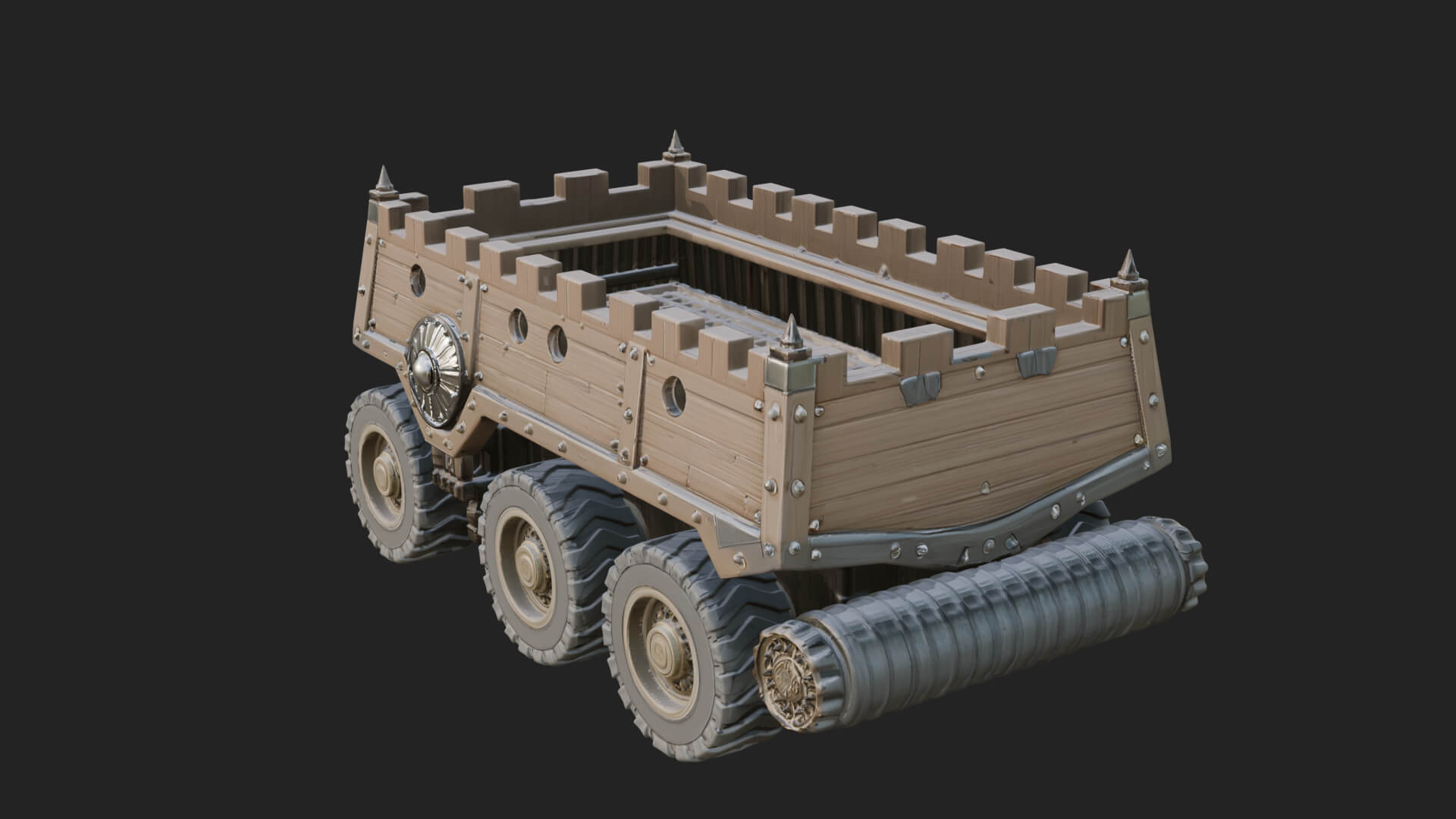 Wheeled Battering Ram Model Design 4 3D Print Model 3D Model