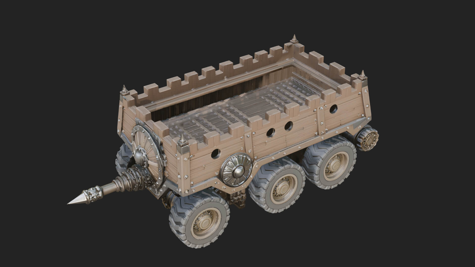 Wheeled Battering Ram Model Design 4 3D Print Model 3D Model