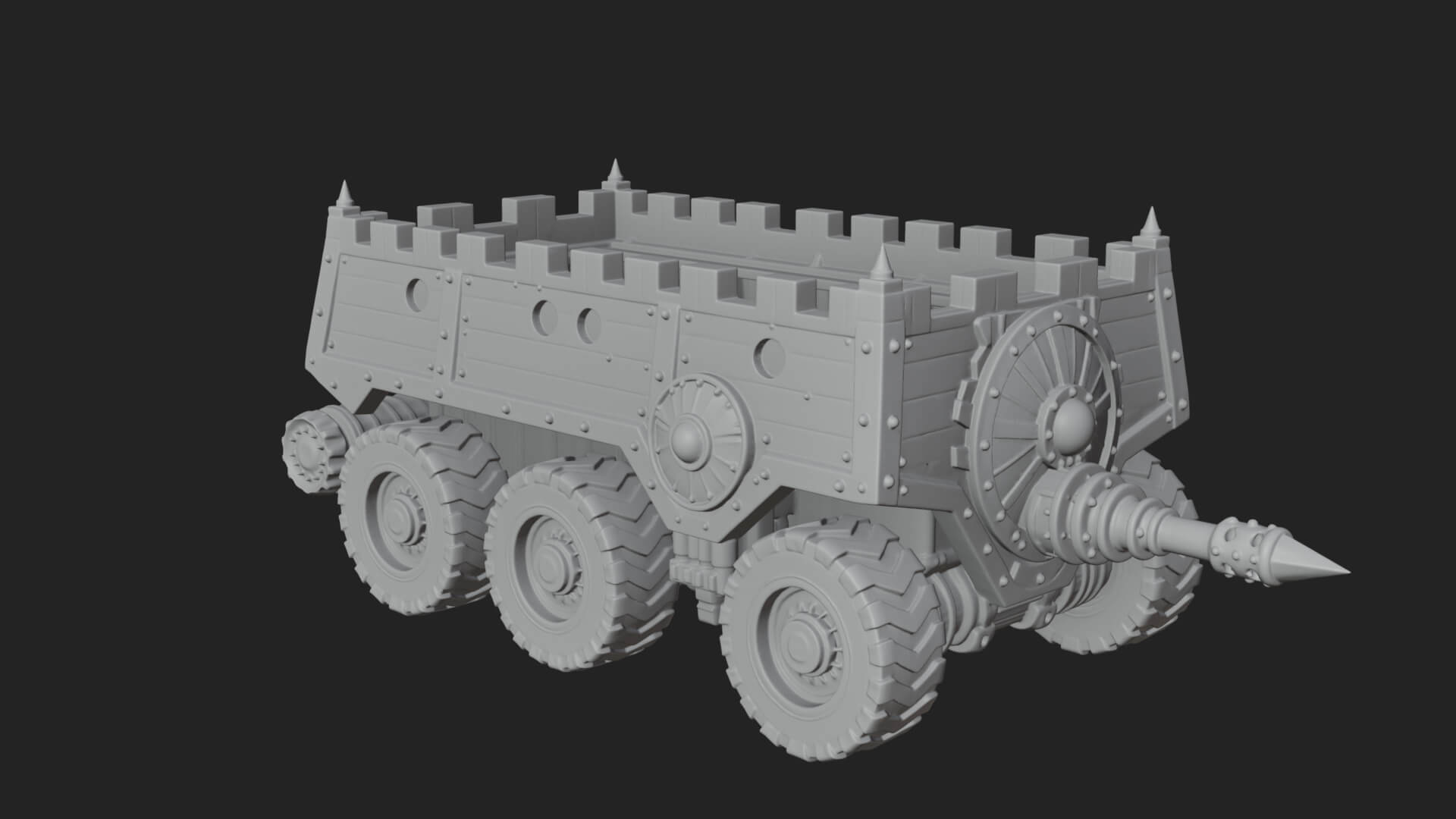 Wheeled Battering Ram Model Design 4 3D Print Model 3D Model