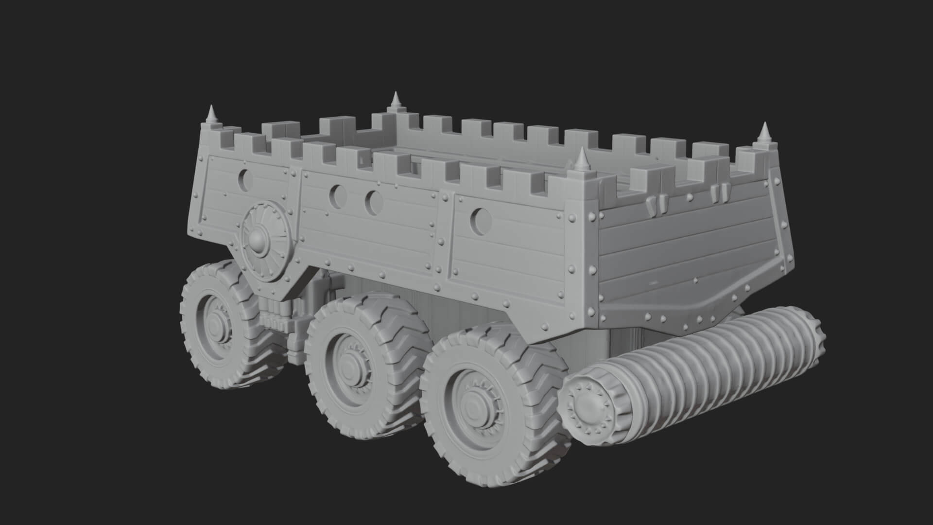 Wheeled Battering Ram Model Design 4 3D Print Model 3D Model
