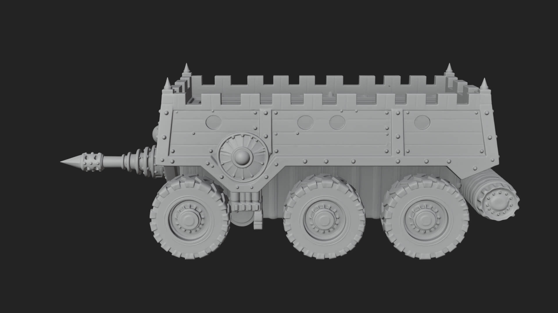 Wheeled Battering Ram Model Design 4 3D Print Model 3D Model