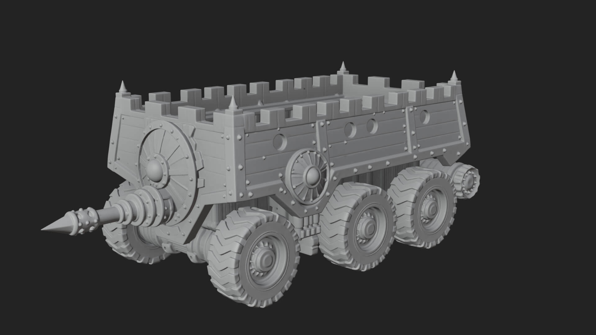 Wheeled Battering Ram Model Design 4 3D Print Model 3D Model