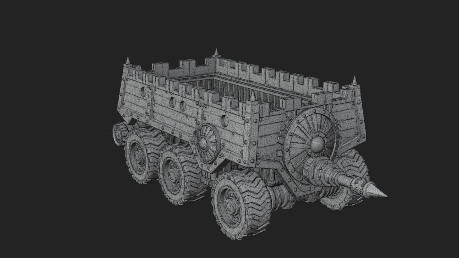 Wheeled Battering Ram Model Design 4 3D Print Model 3D Model