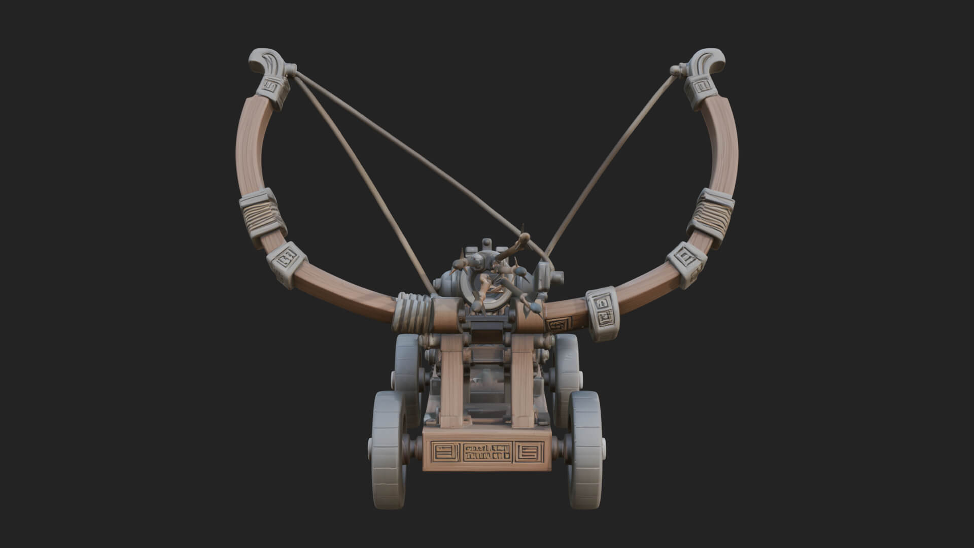Wheeled Repeating Crossbow Model Design 1 3D Print Model 3D Model