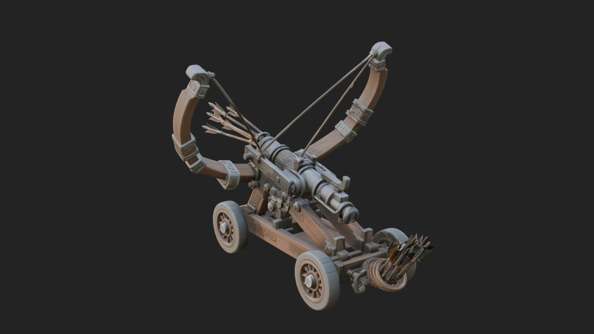 Wheeled Repeating Crossbow Model Design 1 3D Print Model 3D Model