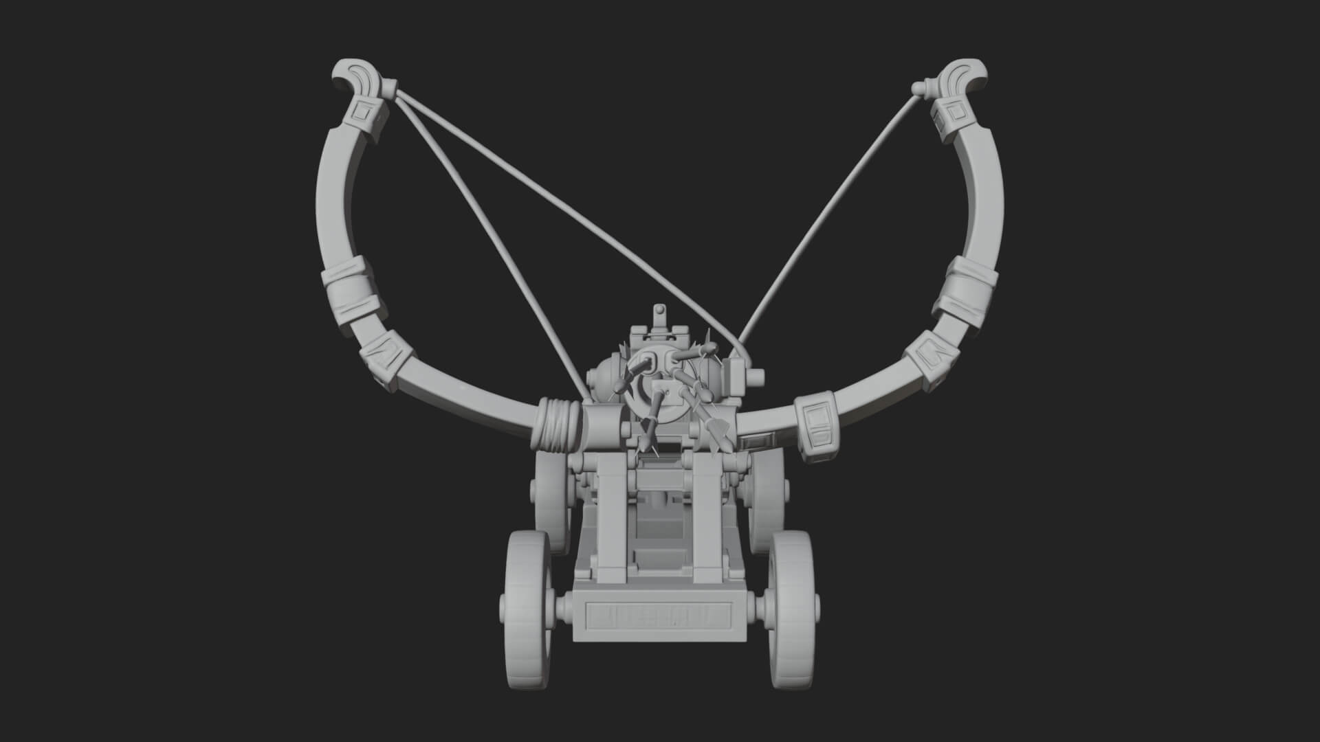 Wheeled Repeating Crossbow Model Design 1 3D Print Model 3D Model