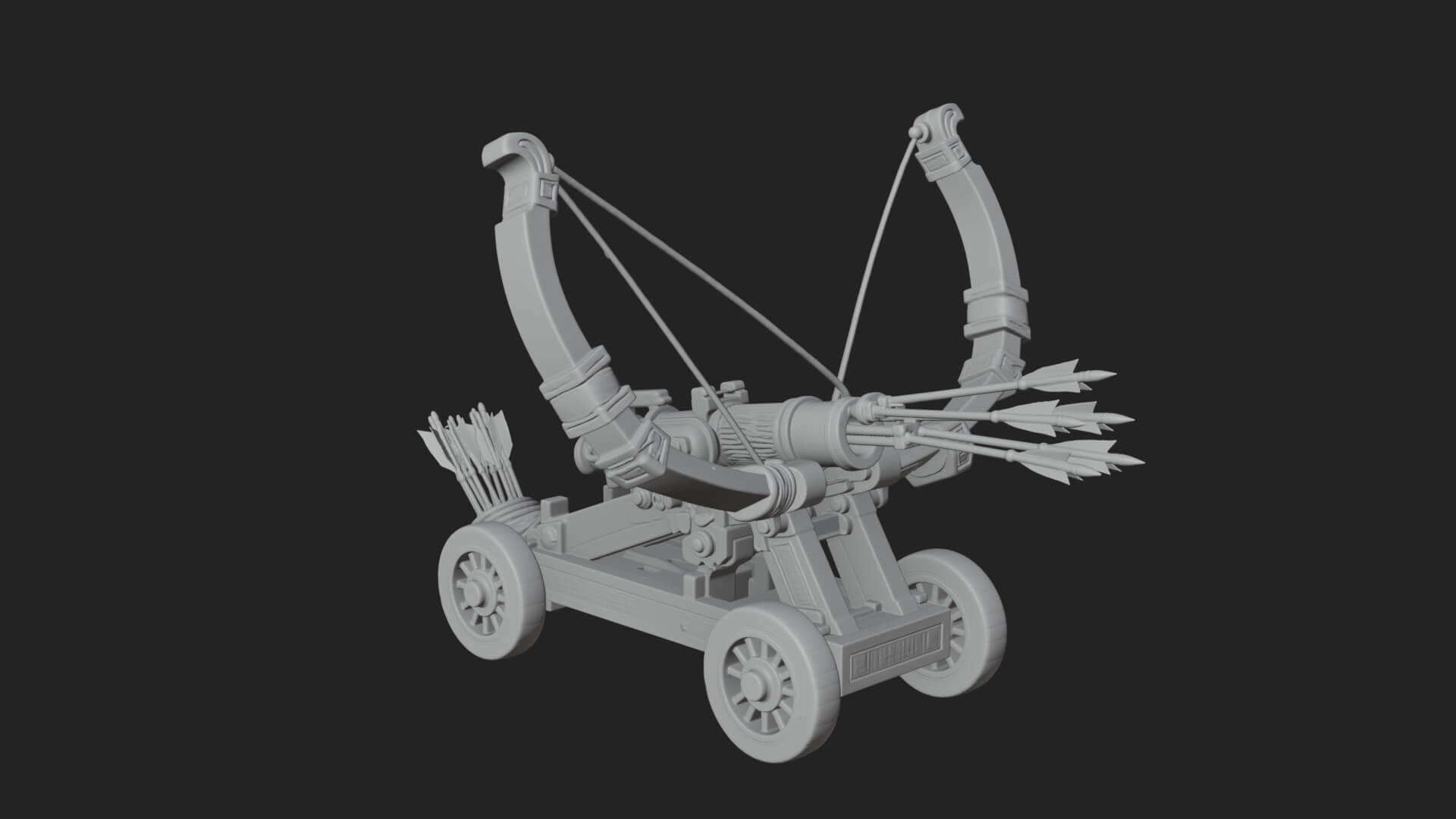 Wheeled Repeating Crossbow Model Design 1 3D Print Model 3D Model