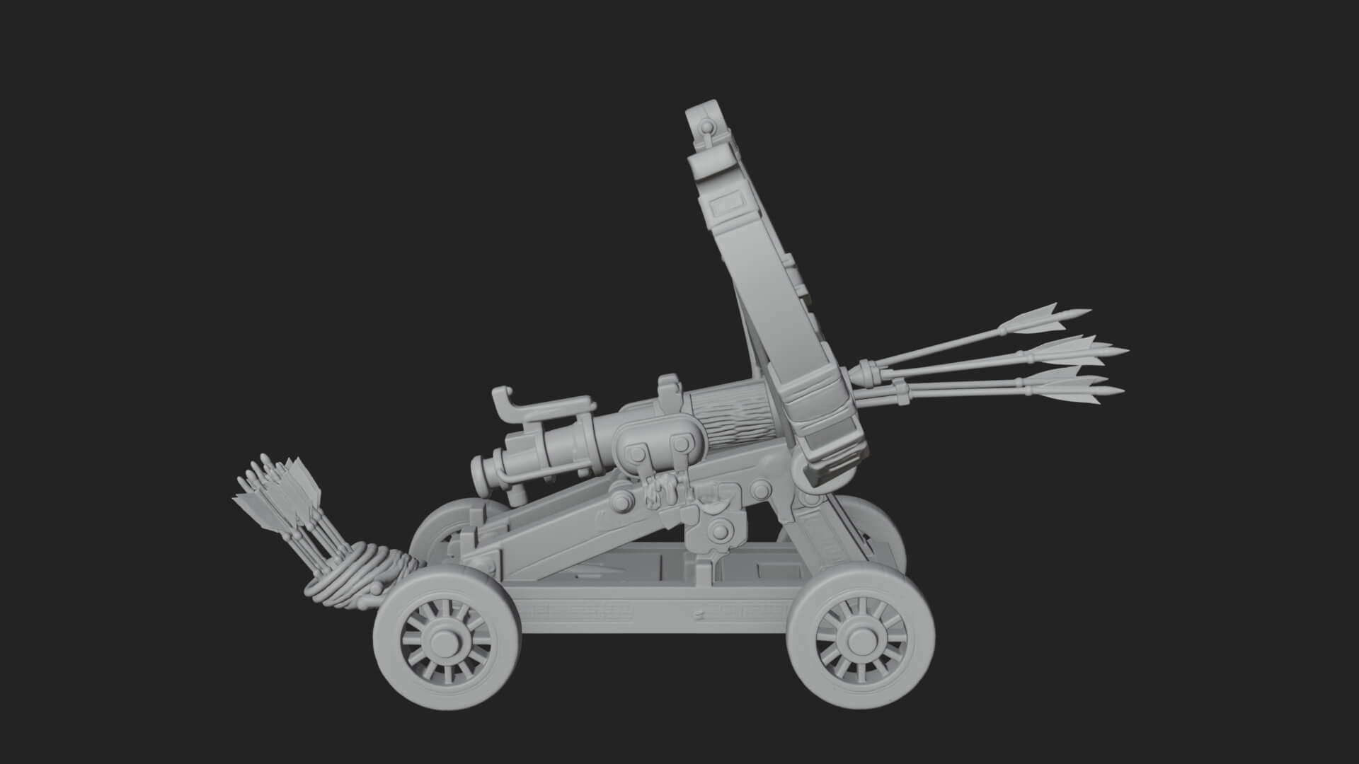 Wheeled Repeating Crossbow Model Design 1 3D Print Model 3D Model