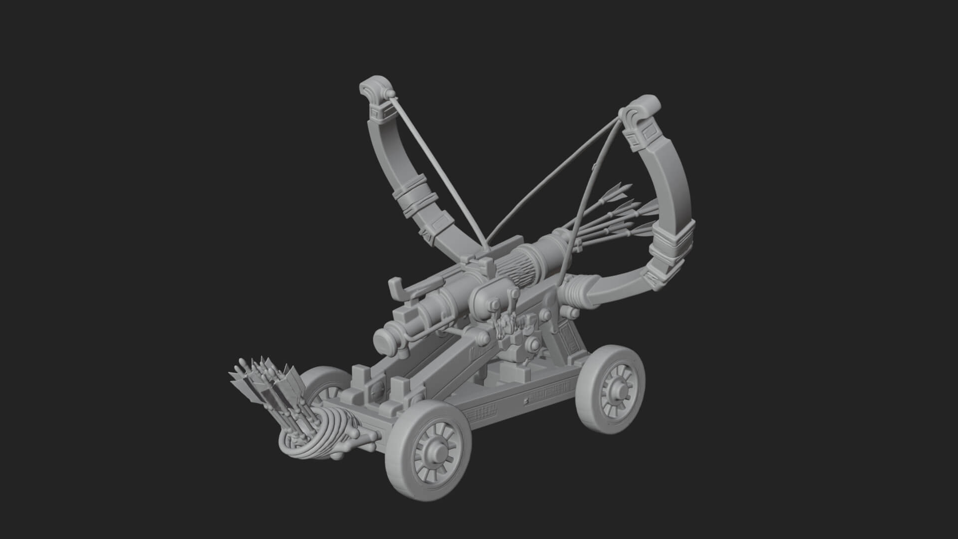 Wheeled Repeating Crossbow Model Design 1 3D Print Model 3D Model