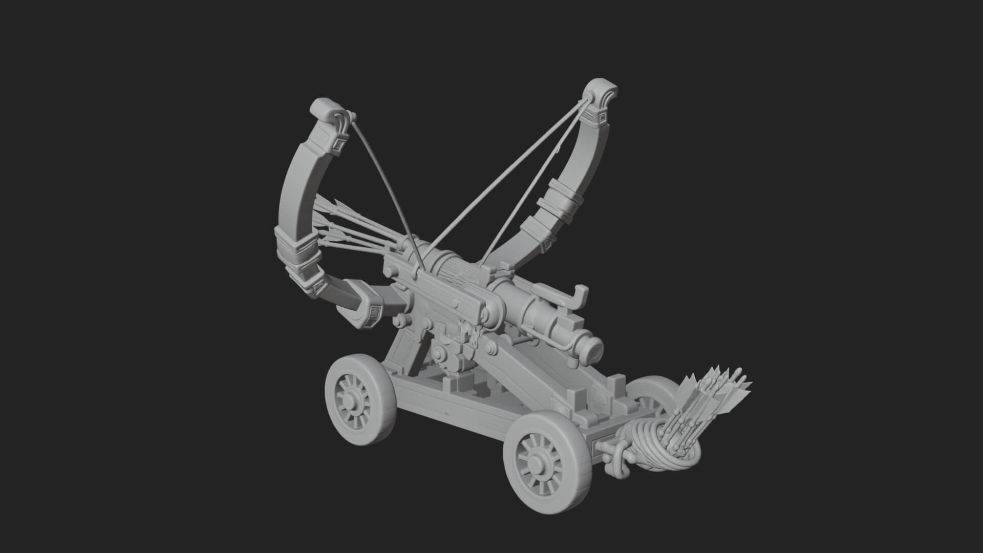 Wheeled Repeating Crossbow Model Design 1 3D Print Model 3D Model