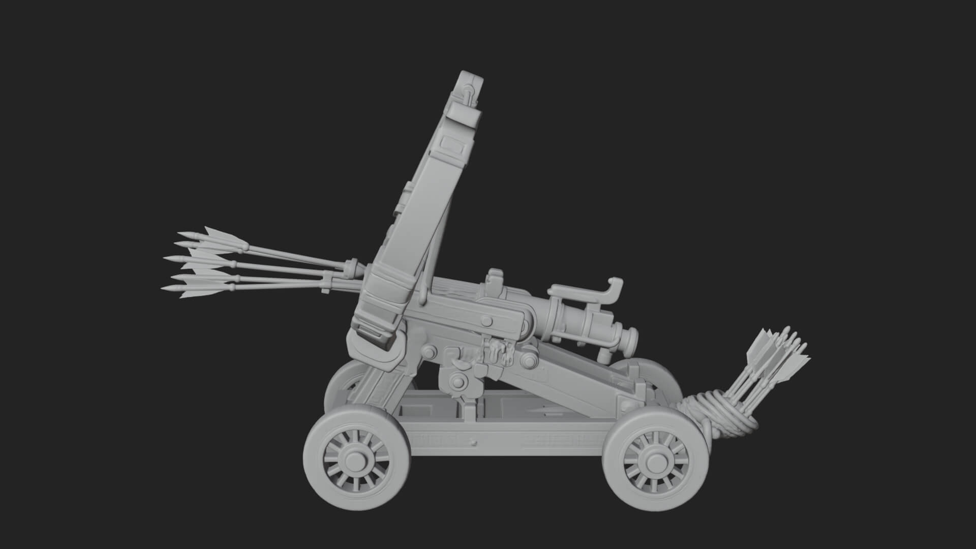 Wheeled Repeating Crossbow Model Design 1 3D Print Model 3D Model