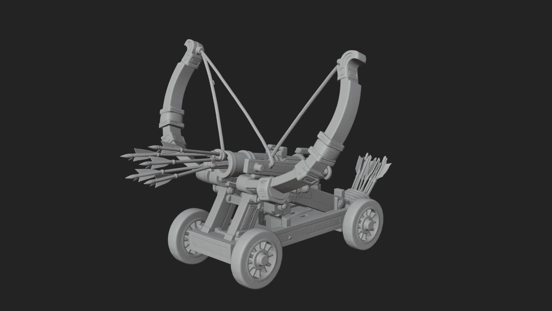 Wheeled Repeating Crossbow Model Design 1 3D Print Model 3D Model
