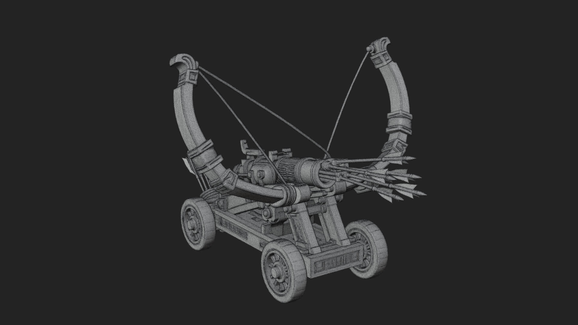 Wheeled Repeating Crossbow Model Design 1 3D Print Model 3D Model