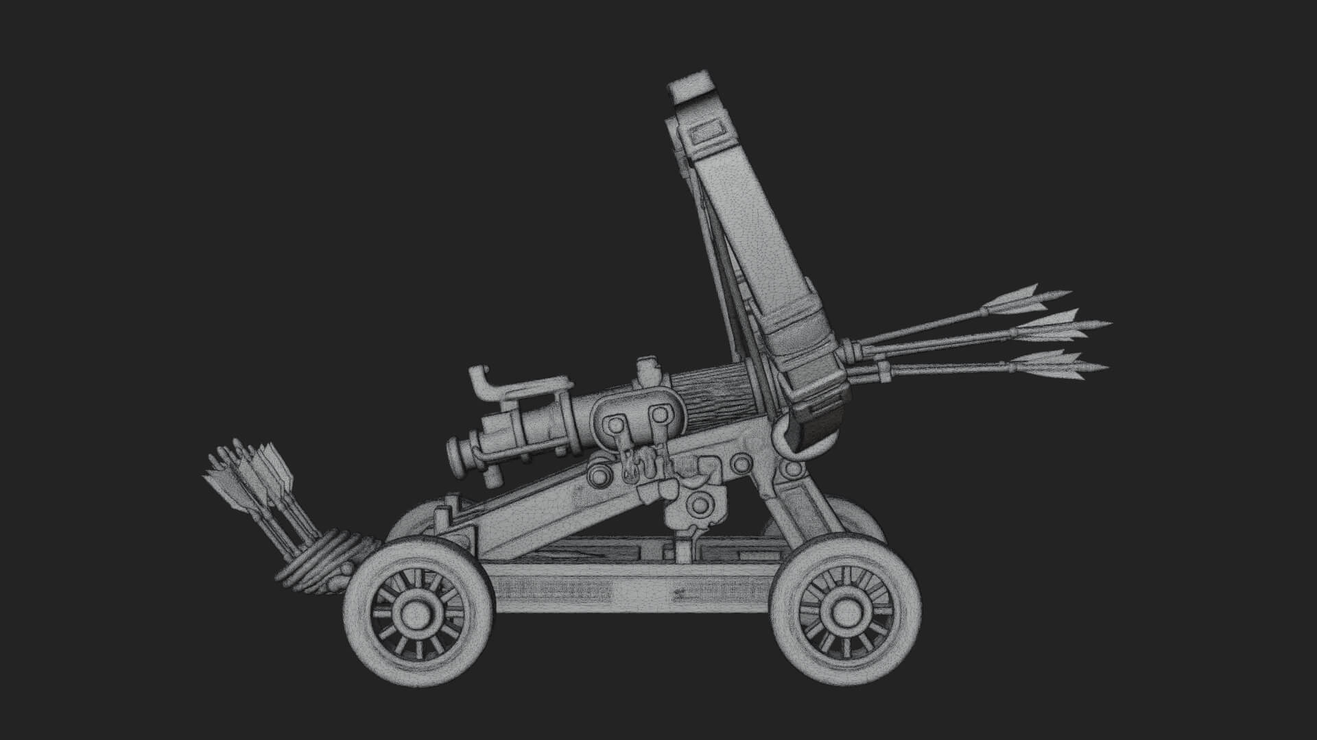 Wheeled Repeating Crossbow Model Design 1 3D Print Model 3D Model