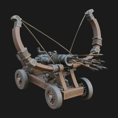 Wheeled Repeating Crossbow Model Design 1 3D Print Model
