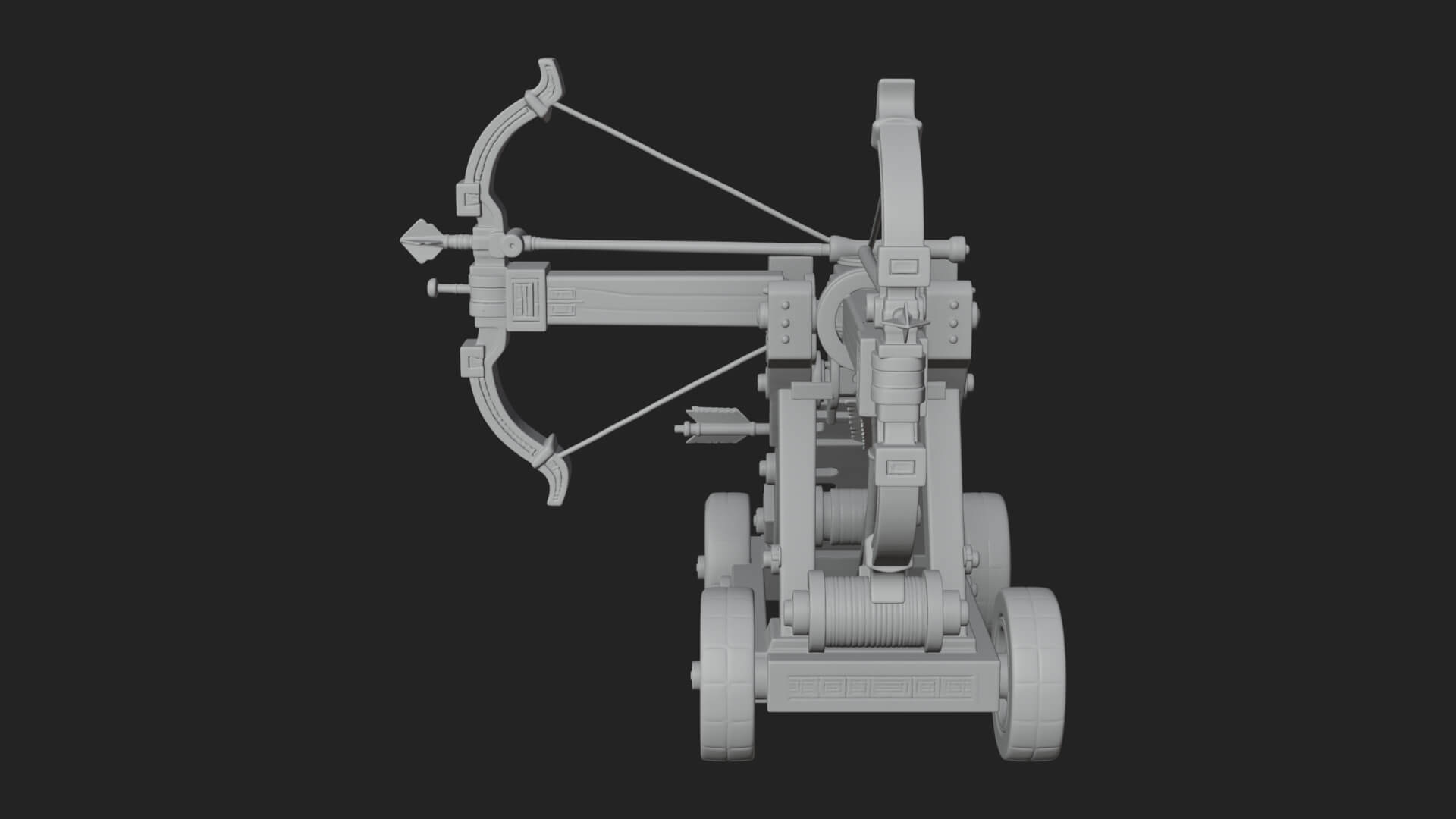 Wheeled Repeating Crossbow Model Design 2 3D Print Model 3D Model