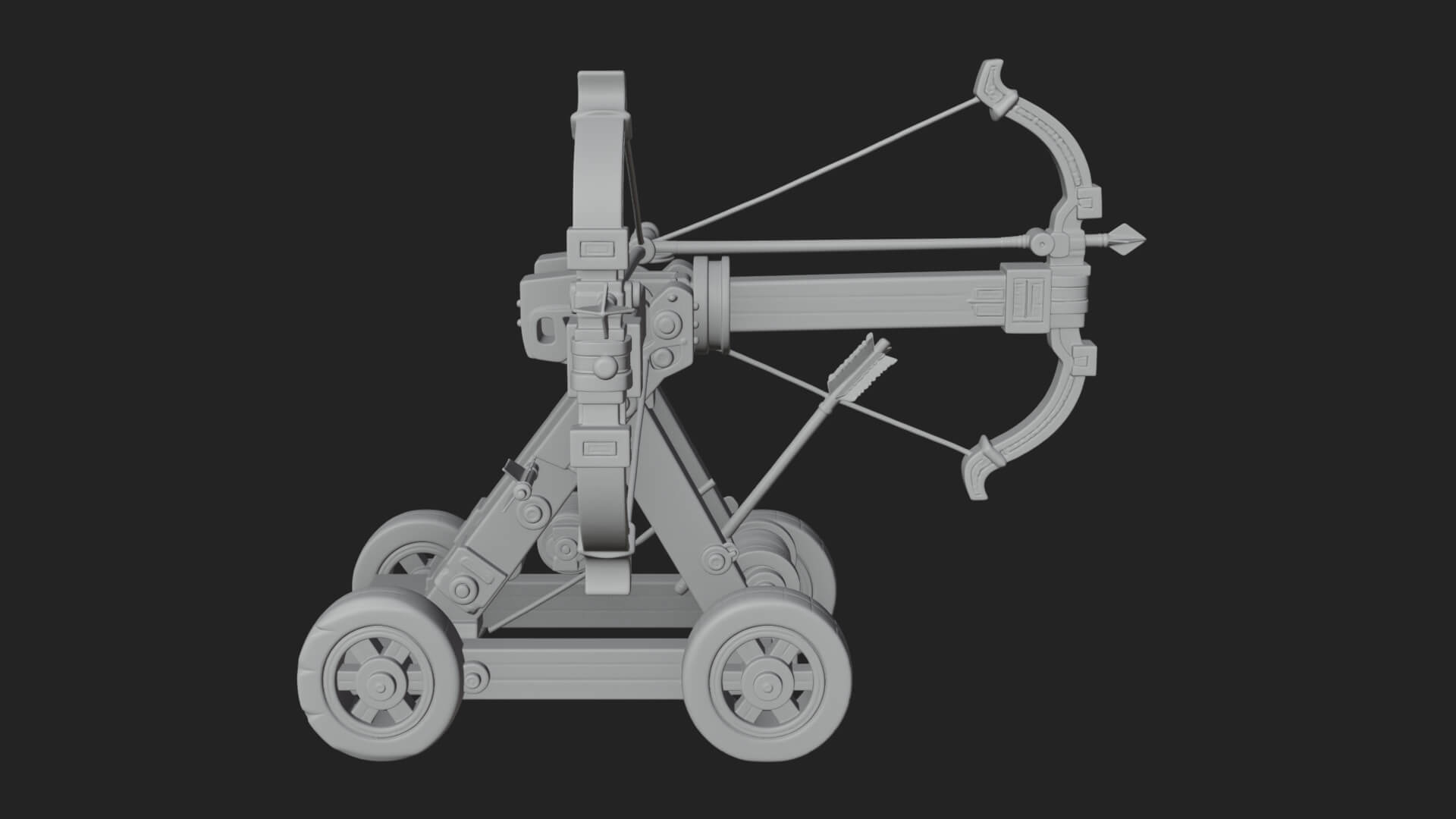 Wheeled Repeating Crossbow Model Design 2 3D Print Model 3D Model