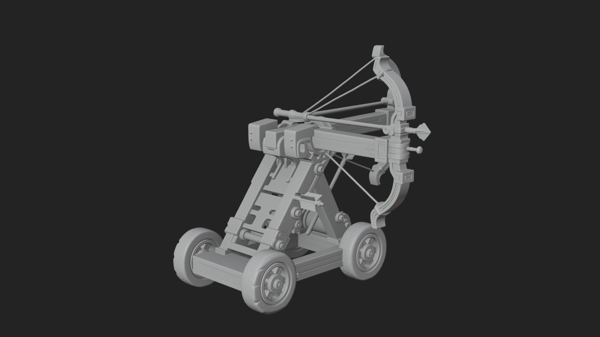 Wheeled Repeating Crossbow Model Design 2 3D Print Model 3D Model