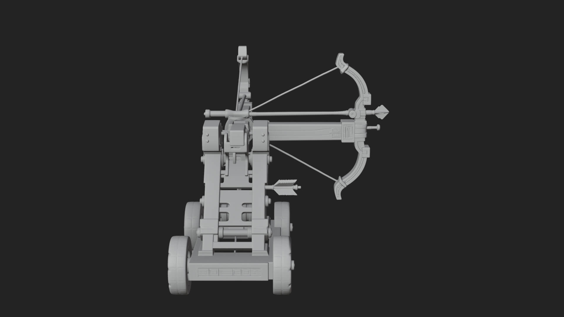 Wheeled Repeating Crossbow Model Design 2 3D Print Model 3D Model