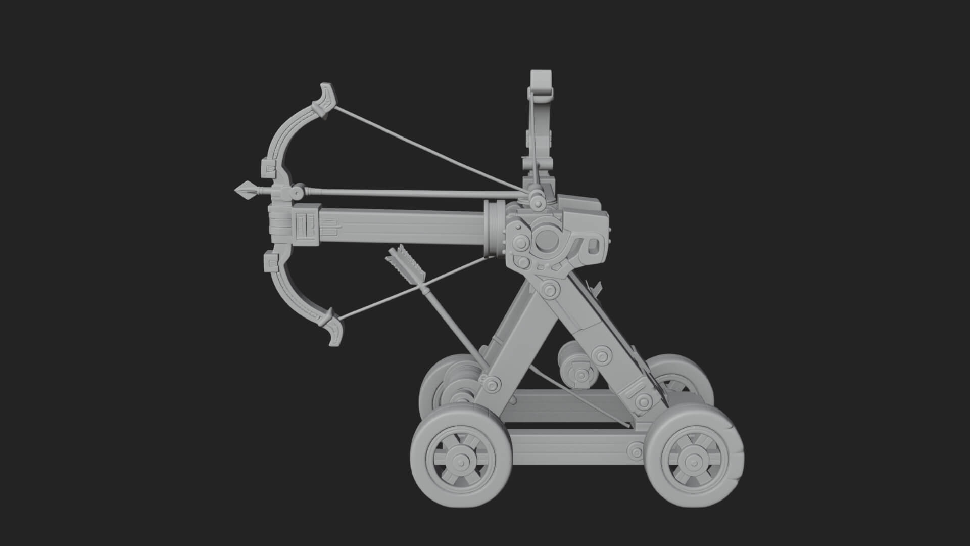 Wheeled Repeating Crossbow Model Design 2 3D Print Model 3D Model