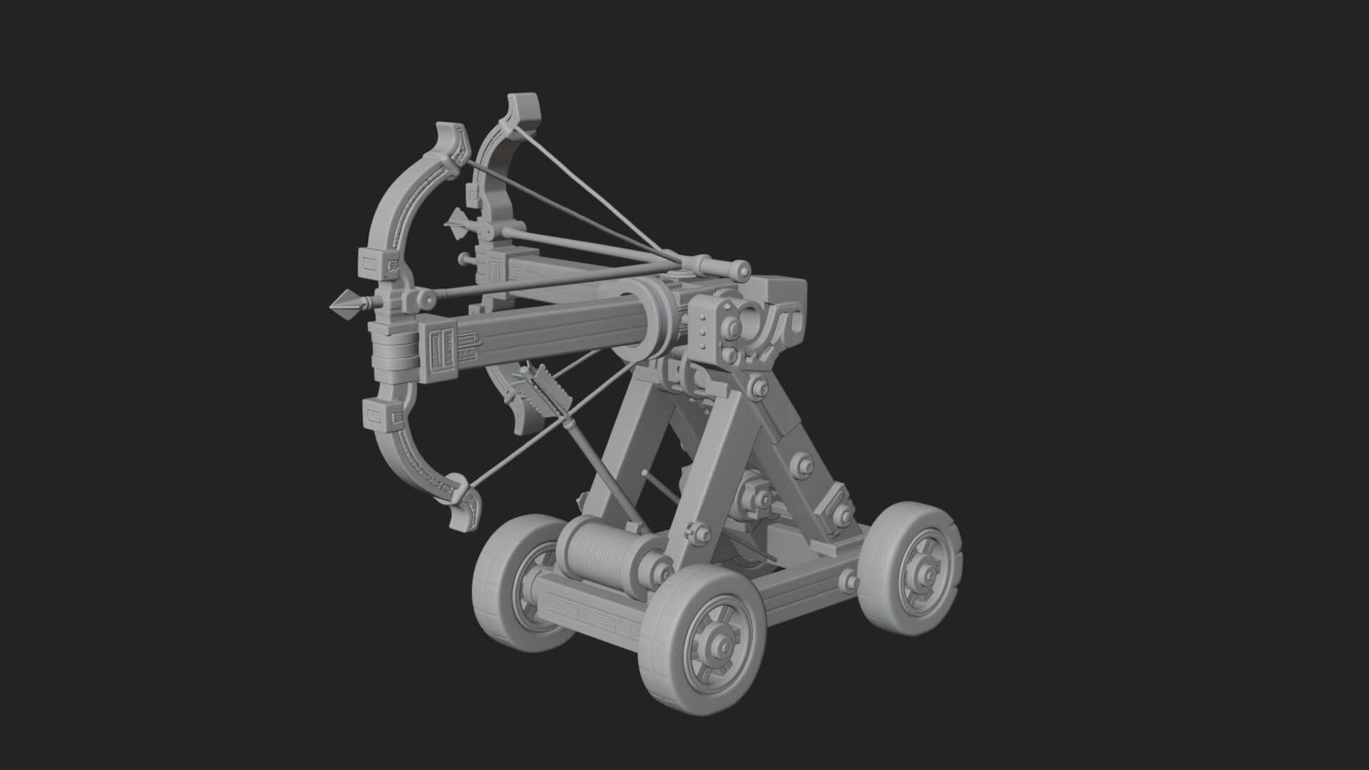 Wheeled Repeating Crossbow Model Design 2 3D Print Model 3D Model