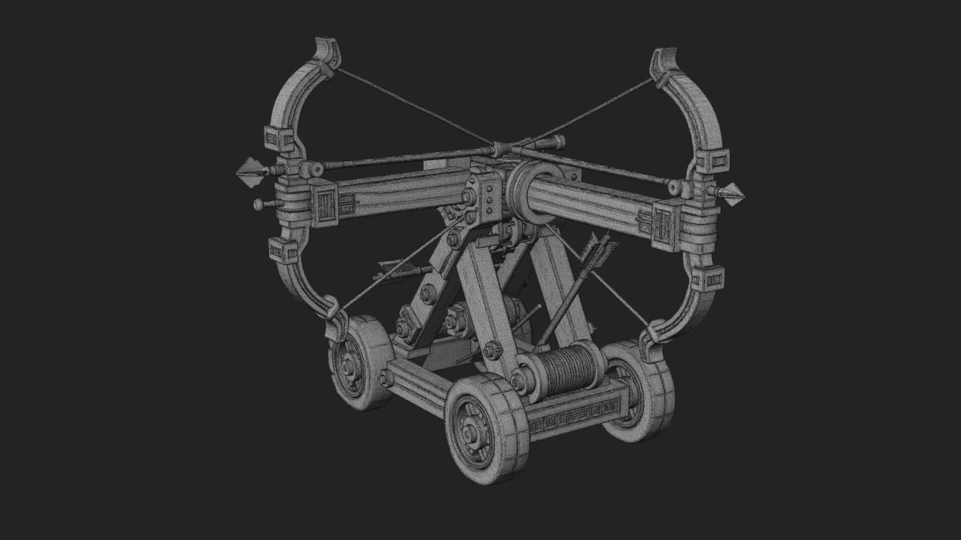 Wheeled Repeating Crossbow Model Design 2 3D Print Model 3D Model