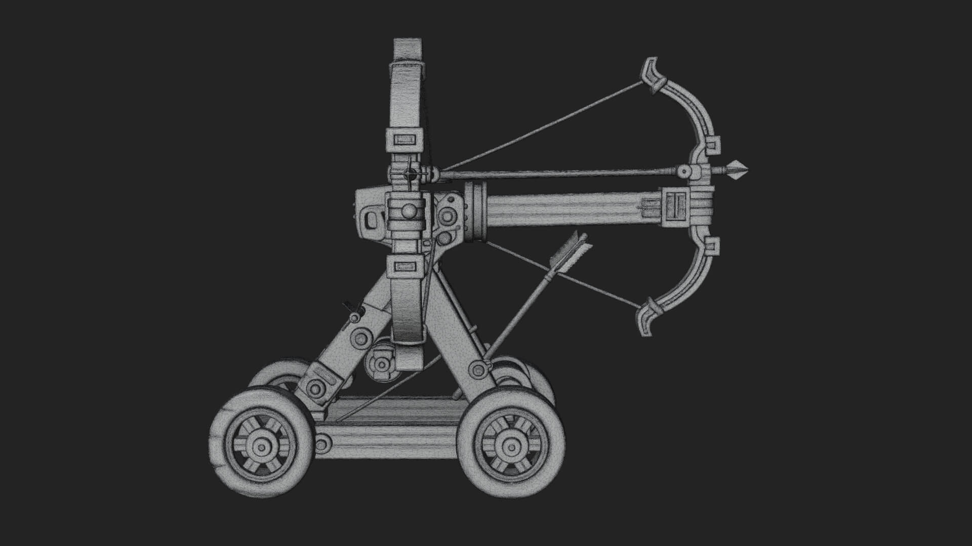 Wheeled Repeating Crossbow Model Design 2 3D Print Model 3D Model