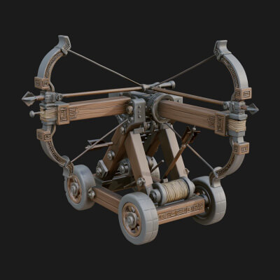Wheeled Repeating Crossbow Model Design 2 3D Print Model