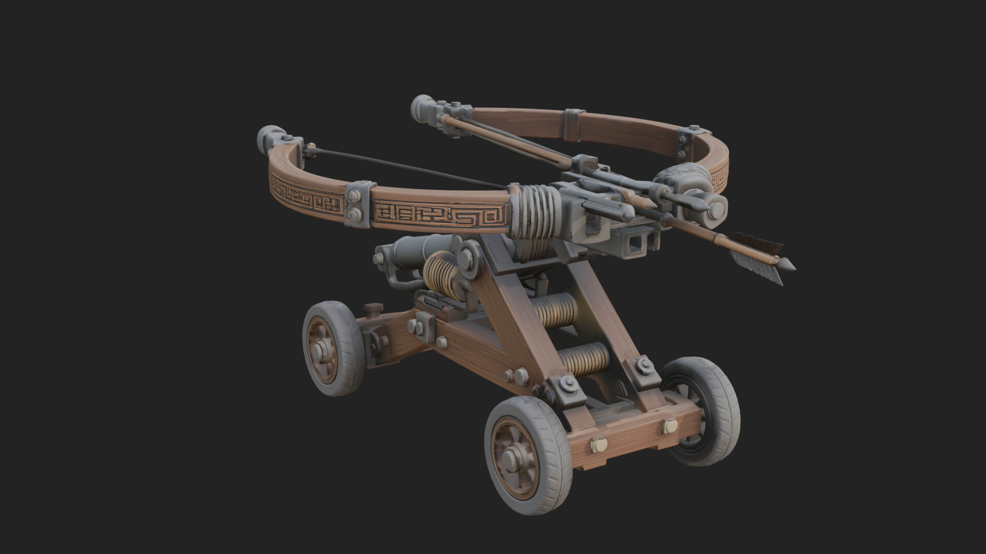 Wheeled Repeating Crossbow Model Design 3 3D Print Model 3D Model