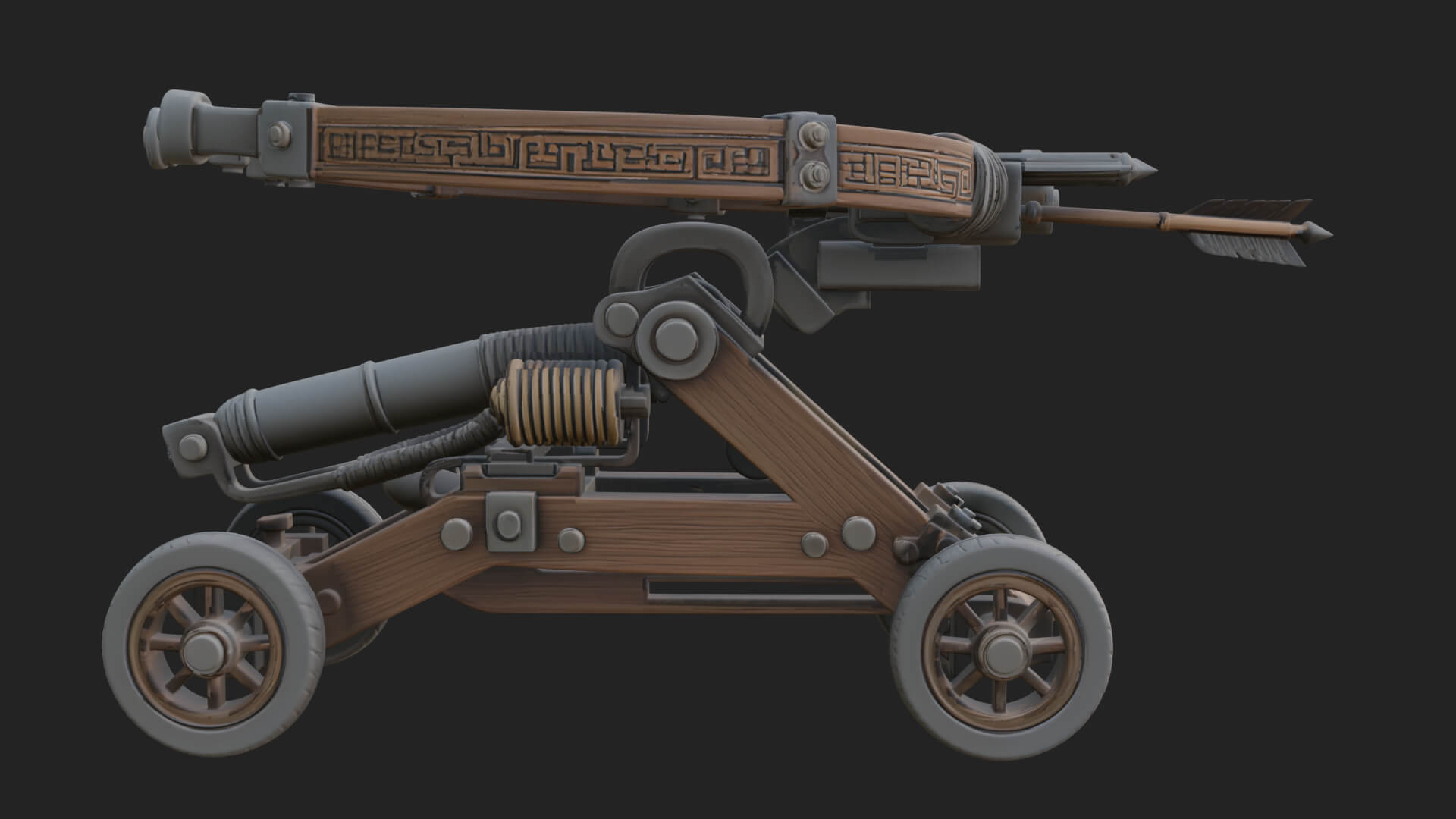 Wheeled Repeating Crossbow Model Design 3 3D Print Model 3D Model