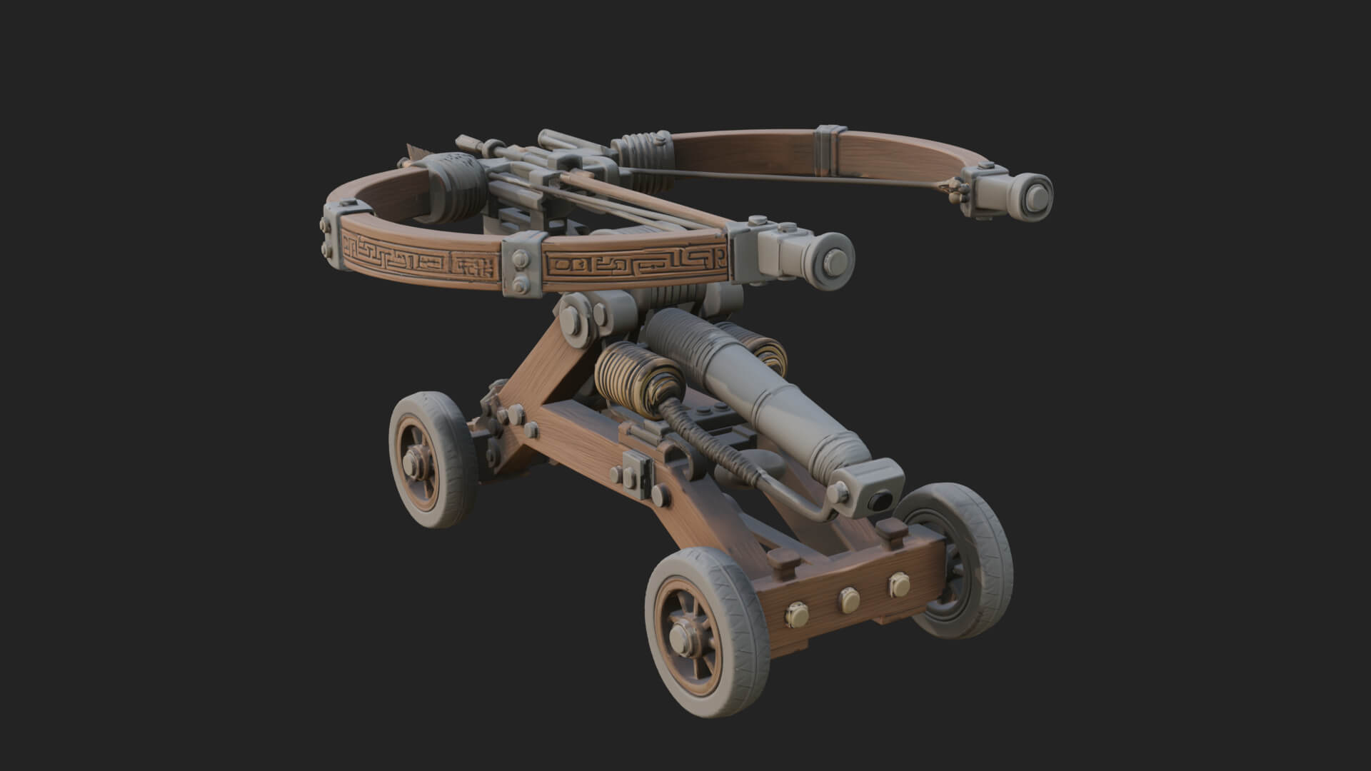 Wheeled Repeating Crossbow Model Design 3 3D Print Model 3D Model