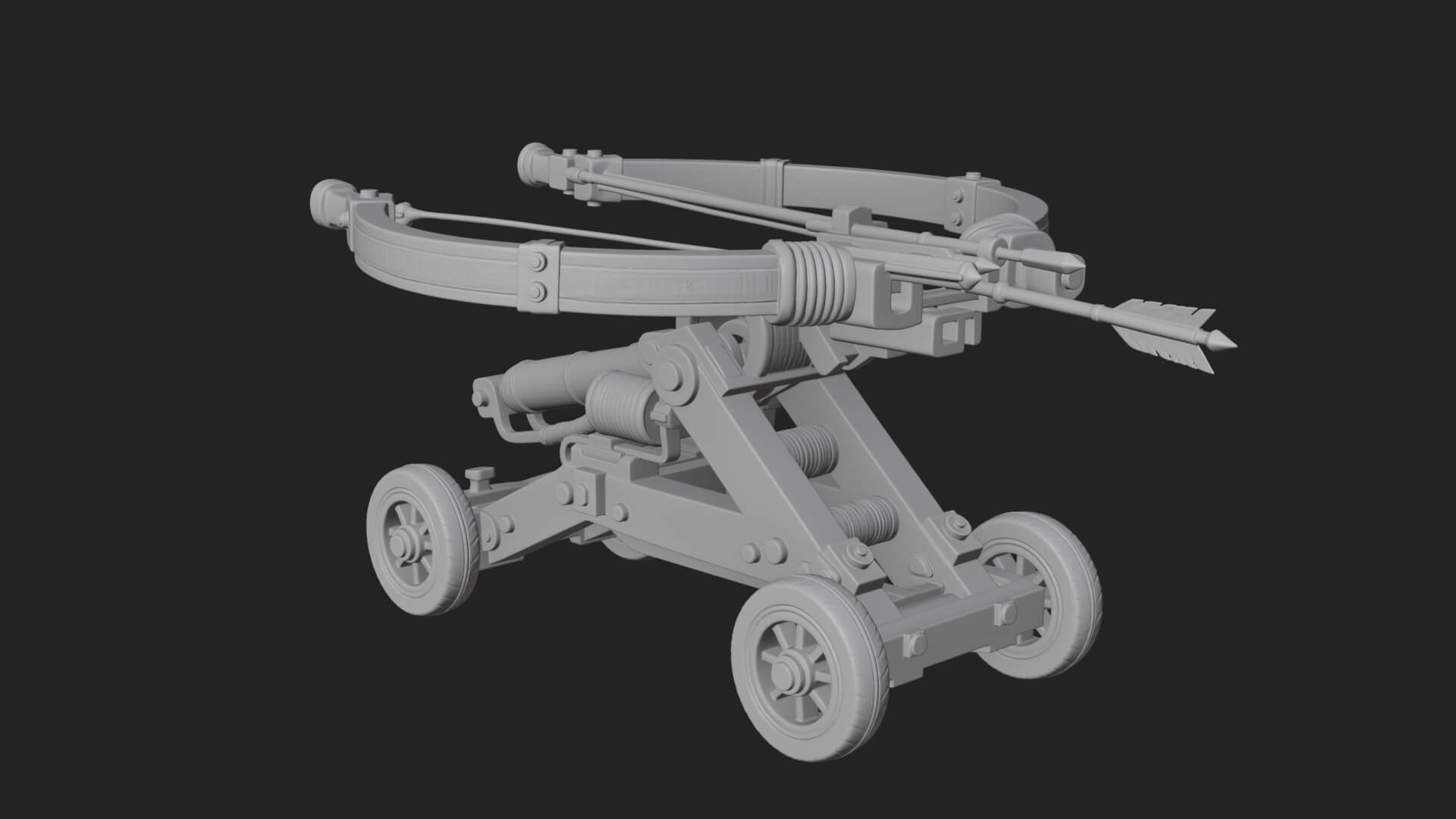 Wheeled Repeating Crossbow Model Design 3 3D Print Model 3D Model