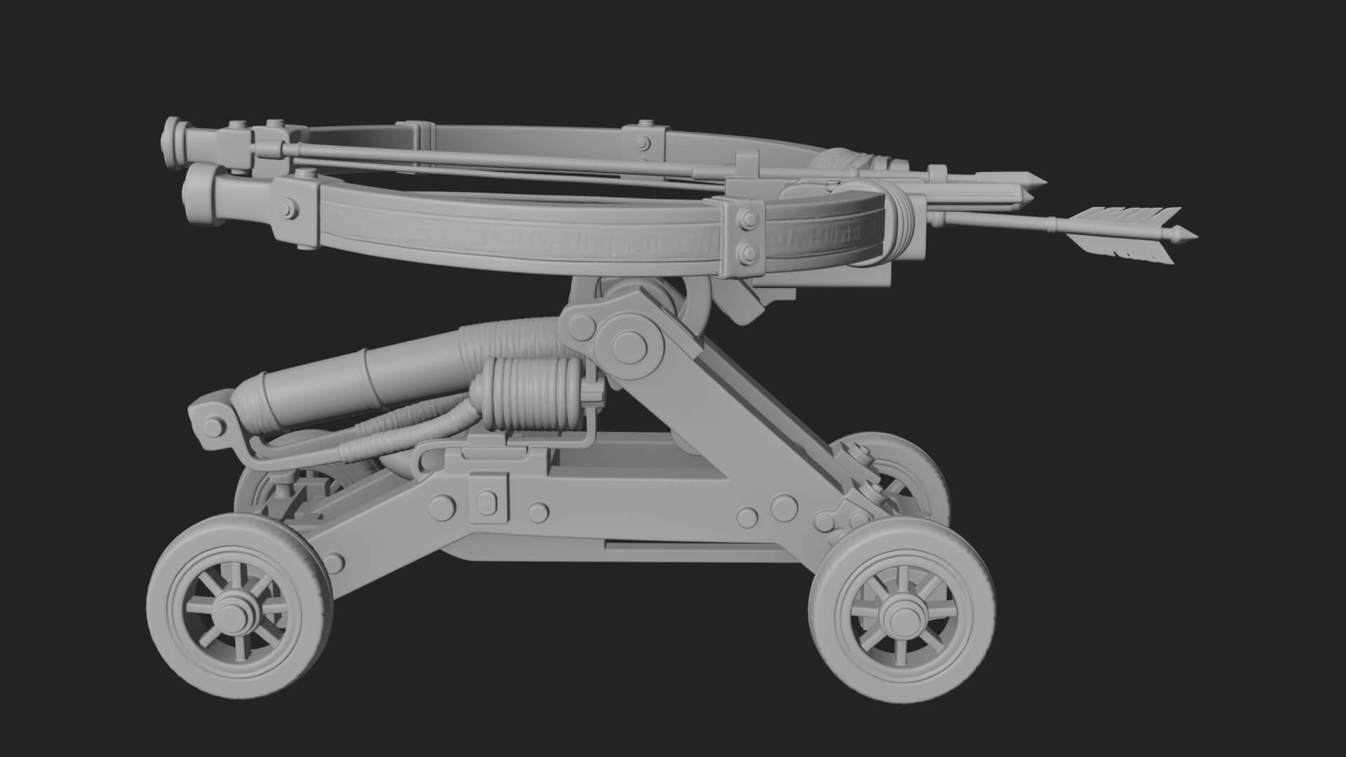 Wheeled Repeating Crossbow Model Design 3 3D Print Model 3D Model